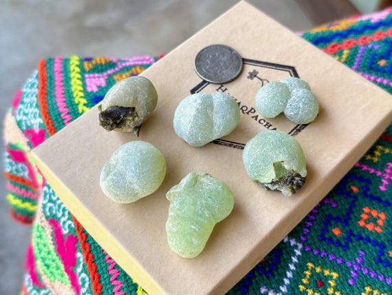 Prehnite Lot, 6 pcs, Natural Botryoidal Formations, Lucid Dreaming & Extraterrestrial Contact, Mali A409