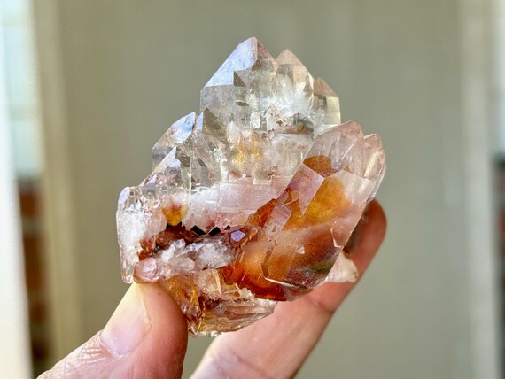 Tabular Cathedral Faden Quartz, Red Hematite Inclusion, 76g, New Find, Lightbrary Crystal, Diamantina, Minas Gerais, Brazil T918