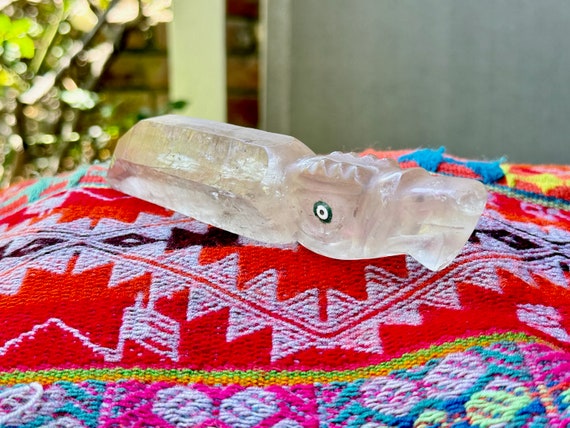 Andean Condor Crystal, Hand Carved from Native Quartz, Condor Totem Figurine, Handmade in Peru by Artist Ruben Layme