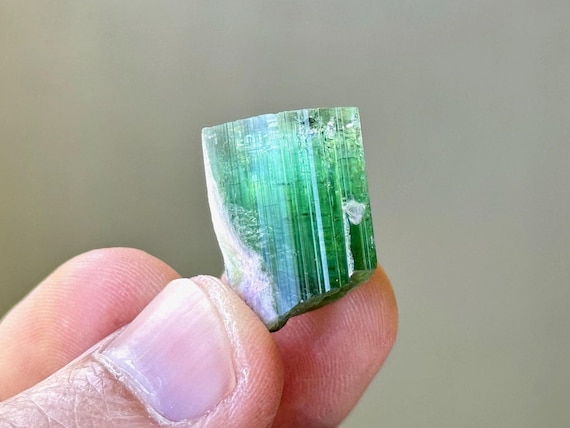 Bicolor Blue-Green Tourmaline from Aricanga Mine, 8g (40.4 ct), Natural Termination, São Jose da Safirá, Minas Gerais, Brazil S547