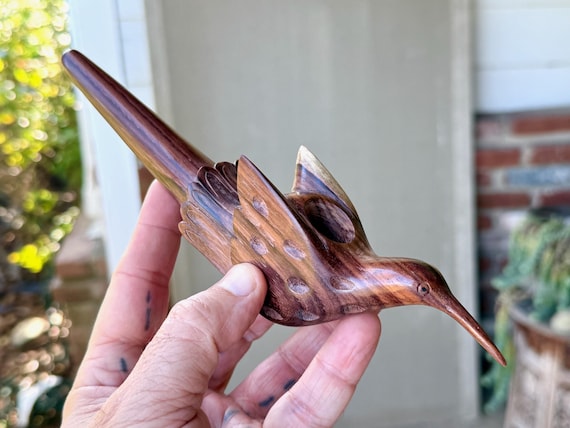 Hummingbird Pipe, Traditional Wooden Tobacco Pipe for Shamanic Ceremony, Hand Carved from Natural Tropical Hardwood