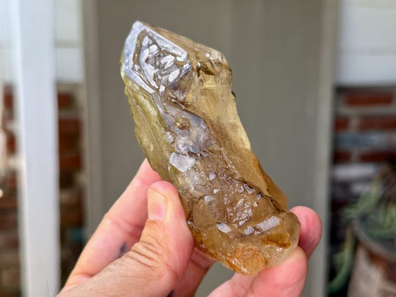 Elestial Citrine, Cruzeiro Mine, 313g, Old Find, Minas Gerais, Brazil V710