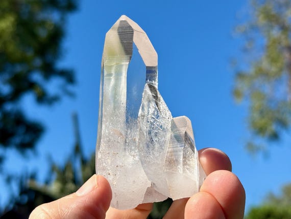 Lemurian Quartz, AAA Water Clear, 90g, Mother & Child with Penetrator, Bahia, Brazil A097