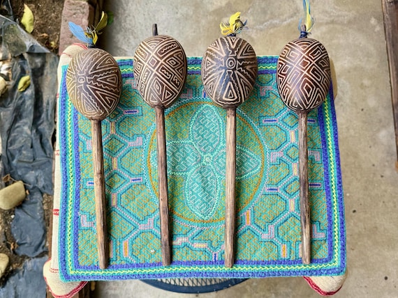 Shipibo Rattle, Traditional Shaman Rattle for Medicine Ceremony, Handmade in Pucallpa, Peru