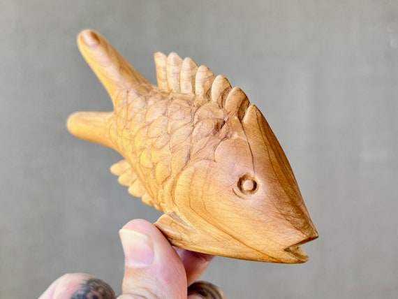 Fish Kuripe, Traditional Shamanic Applicator Pipe, Hand Carved from Fragrant Cemara Wood