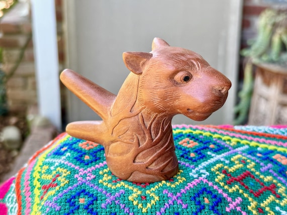 Jaguar Kuripe, Traditional Shamanic Applicator Pipe, Hand Carved, Single Block Wooden Kuripe