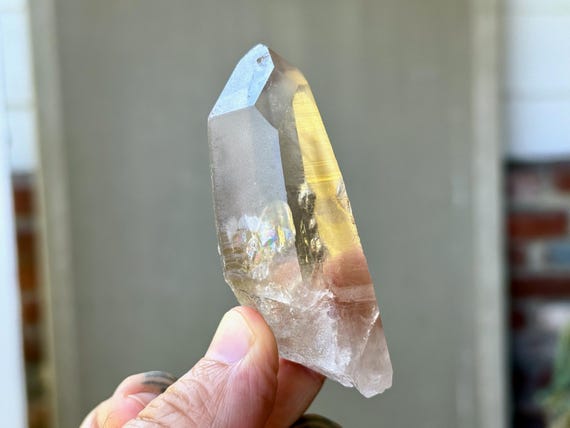 Lightning Strike Lemurian Citrine, Rainbow & Time Link Activation, 90g, Rare Find, Amplify Prana and Chi, Goias, Brazil T602