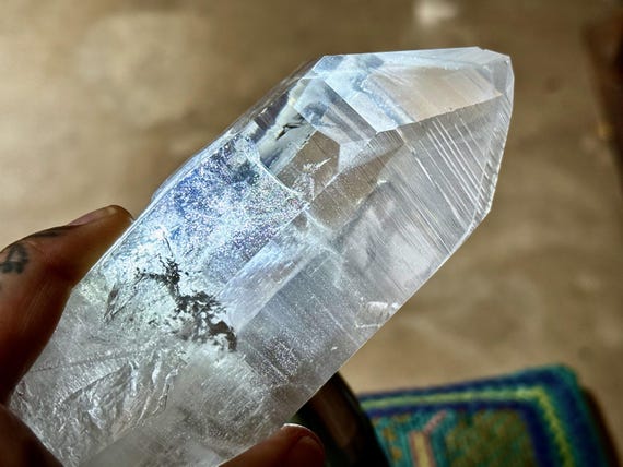 Lemurian Quartz with White Pyramidal Phantom, Water Clear, 498g, New Find, AAA High-Grade Lemurian, Bahia, Brazil W922