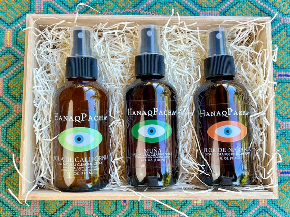 Energetic Clearing and Focus Gift Box with White Sage and Cedar Smudge Spray, Andean Mint Spray and Orange Blossom Water