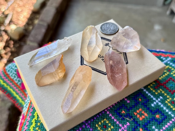 Tangerine Lemurian Quartz Lot, 6 pcs, Serra do Cabral, Minas Gerais, Brazil A573