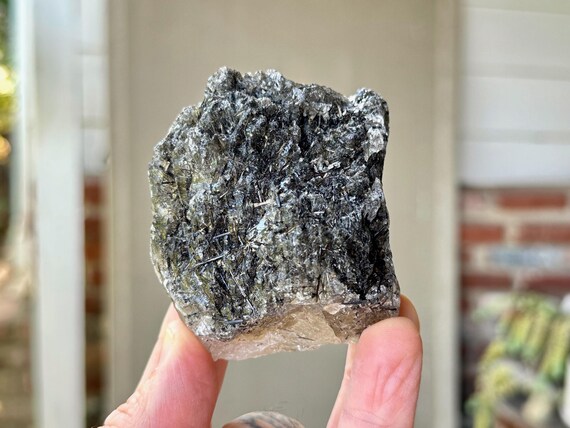Quartz with Black, Brown and Green Tourmaline, Sulfite Inclusions, 238g, Rare Find, Diamantina, Minas Gerais, Brazil W701