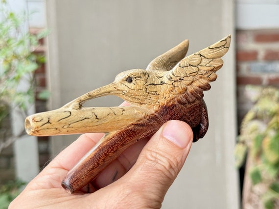 Hummingbird Kuripe, Solid Wood Kuripe, Hand Carved from a Single Block of Two-Tone Tamarind Wood, Shamanic Applicator Pipe