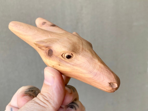 Gazelle Antelope Kuripe, Solid Wood Kuripe, Single Block Deer Totem Kuripe, Hand Carved self-applicator pipe