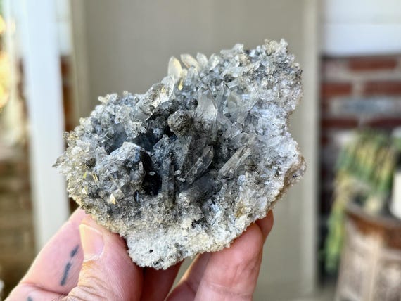 Black Tourmaline Quartz Cluster, Self-Standing, 208g, New Find, Cabasaco Mine, Diamantina, Minas Gerais, Brazil W947