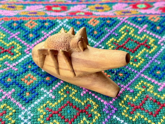 Spider Kuripe, Hand Carved, Single Block Shamanic Applicator Pipe