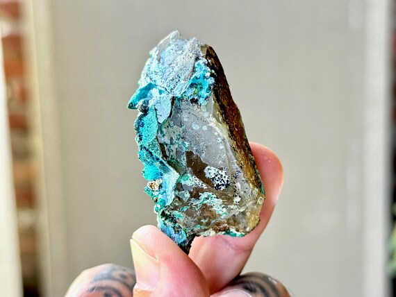 Chrysocolla Quartz from Tentadora Mine, 41g, Old Find, Throat & Heart Chakra Crystal, Huancavelica, Peru R567