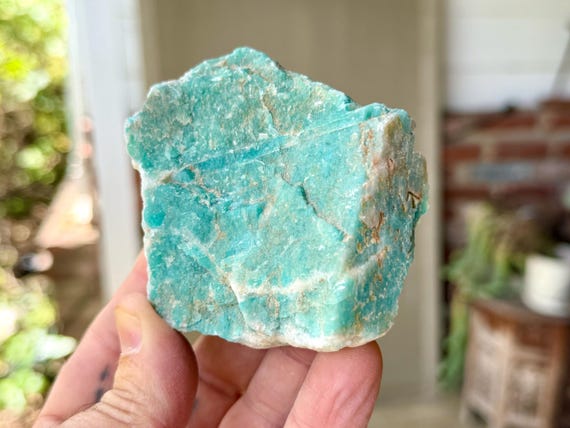 Amazonite, Natural Raw & Unpolished, 216g, Heart and Throat Chakra, Spiritual Awareness, Bahia, Brazil V451