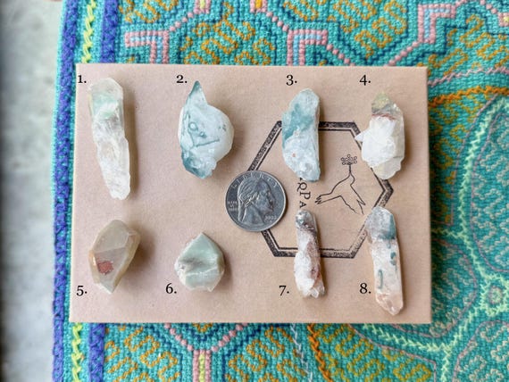 Blue Dragon Quartz, Choose ONE of Eight, Rare Find, Quartz Crystals with Blue Lithium Inclusions, Bahia, Brazil T199