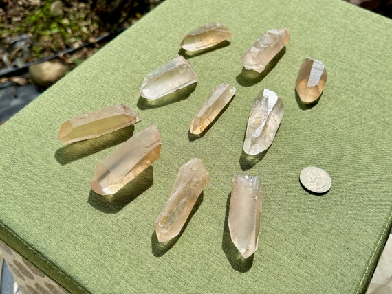 Lemurian Quartz Mixed Lot, 10 pcs, Tangerine, Clear, Golden Healer and Smoky Lemurians, Minas Gerais, Brazil WS127
