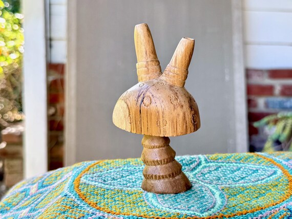 Kuripe, Mushroom Kuripe, Traditional Shamanic Applicator Pipe, Hand Carved from Solid Teak Wood
