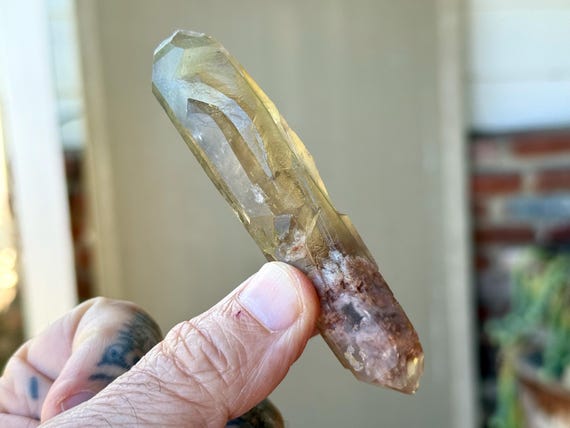 Green Chlorite & Pink Lodolite Quartz, Double Terminated, 60g, New Find, Corinto, Minas Gerais, Brazil A209