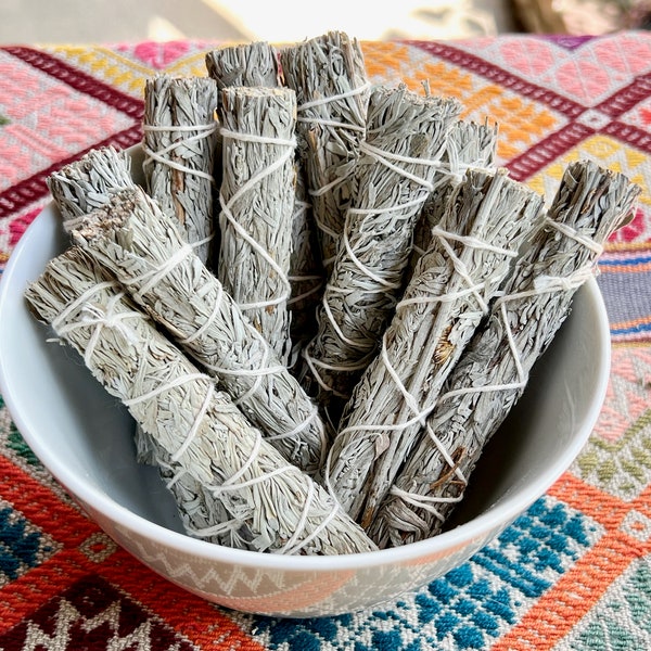 Blue Sage Smudge Bundle, Slim 4" Size, All Natural Blue Sage Smudge Stick, Ethically and Sustainably Harvested