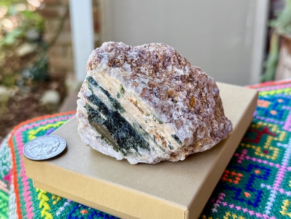 Unicorn Stone Quartz, Purple Lepidolite & Green Tourmaline, 403g, Aricanga Mine, Minas Gerais, Brazil W649