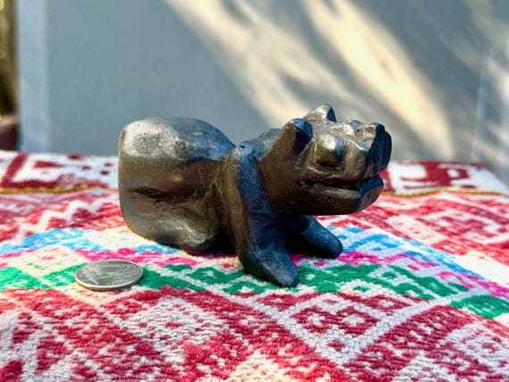 Jaguar Puma Totem Statue, Hand Carved from Alleged Meteoric Rock, Handmade in Peru
