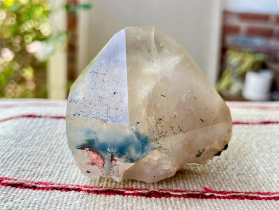 Blue Tourmaline Quartz with Mild Citrine Inclusion, 468g, Old Find, Indicolite Quartz, Jenipapo, Minas Gerais, Brazil X578