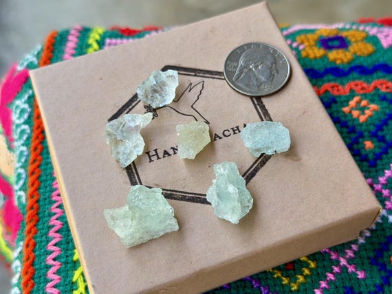 Aquamarine Lot, 6 pcs, Hydrothermally Etched, Throat Chakra & Self-Expression, Medina, Minas Gerais, Brazil A896