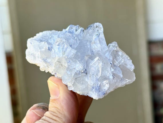 Dumortierite Quartz Cluster, 126g, New Find, Third Eye & Throat Chakra, Enhance Lucid Dreaming, Bahia, Brazil T792