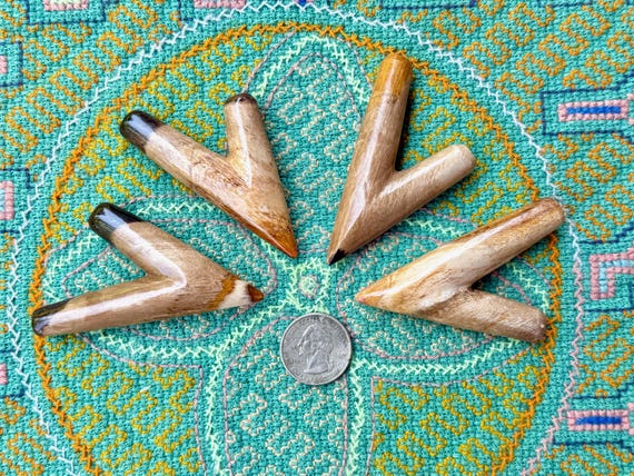 Kuripe, Petrified Wood Kuripe Pipe, Traditional Shamanic Self-Applicator, Hand Carved from Fossil Wood