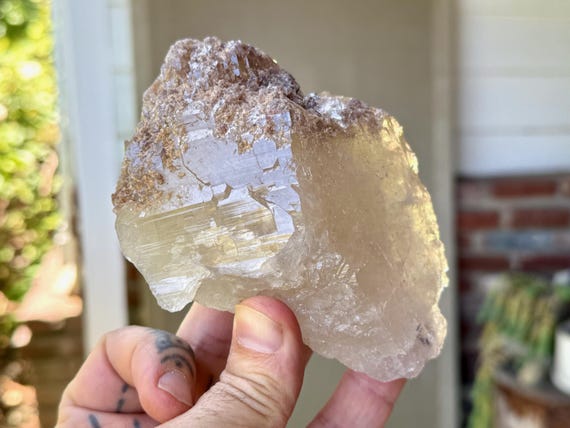 Cathedral Citrine with Purple Lepidolite, 490g, Creativity & Manifestation, Aracuai, Minas Gerais, Brazil W061