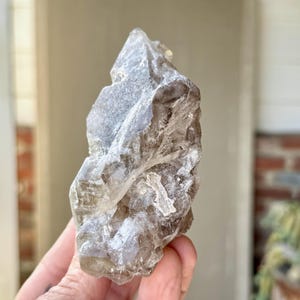 Smoky Elestial Quartz, Double Terminated with White Frosted Inclusions, 80g, Root Chakra Crystal, Aracuai, Minas Gerais, Brazil X248