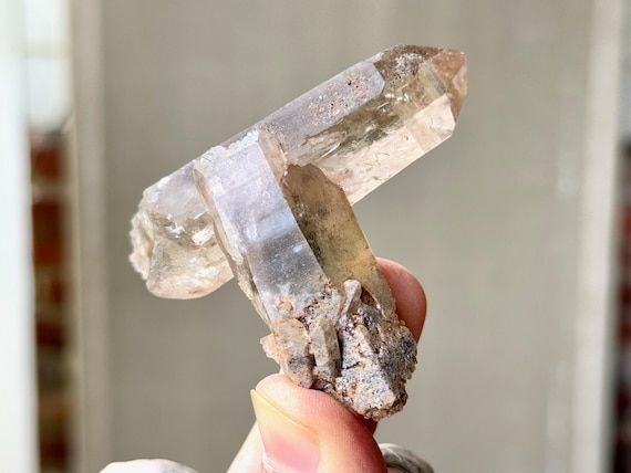 Smoky Lodolite Quartz, Unique Tomahawk Formation, 76g, New Find, Diamantina, Minas Gerais, Brazil S120