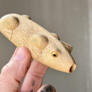 Salamander Kuripe, Traditional Shamanic Applicator Pipe, Hand Carved from a Single Block of Tropical Hardwood
