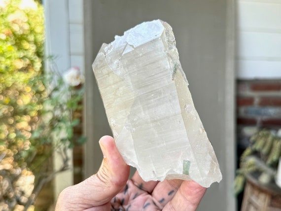Quartz with Pink & Teal Tourmaline Inclusions, 577g, Old Find, Heart Chakra Crystal, Minas Gerais, Brazil W310