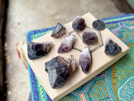 Chevron Amethyst Lot, 8 Pieces, White Banded Amethyst for Crown & Third Eye Chakra, Protection, Bahia, Brazil T019