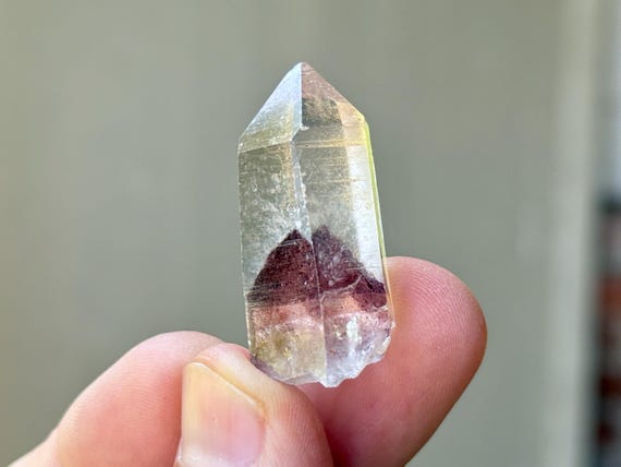 Sunset Phantom Quartz with Red Hematite Phantom, 15g, Old Find, Root Chakra, Andhra Parish Mines, India T243