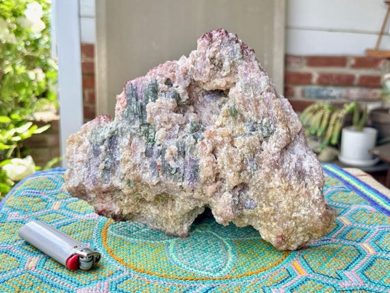 Unicorn Stone with Purple, Green & Pink Tourmaline and Golden Mica, 3.1 Kilo, São Jose da Safira, Minas Gerais, Brazil W864