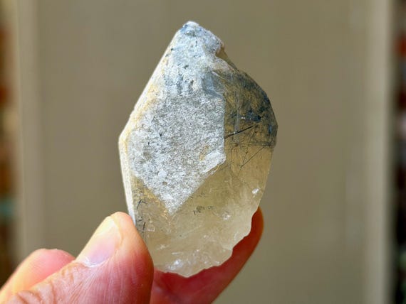Citrine with Blue Tourmaline, 48g, Old Find, Channeling & Mediumship, Jenipapo, Minas Gerais, Brazil B344