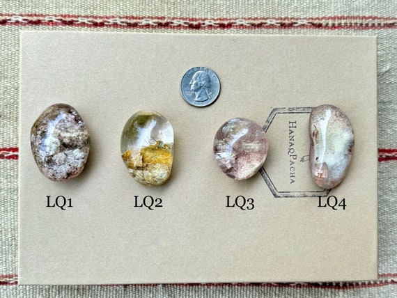 Lodolite Quartz, Choose ONE of Four, Garden Quartz Tumbles, Polished Palm Stones, Minas Gerais, Brazil R324