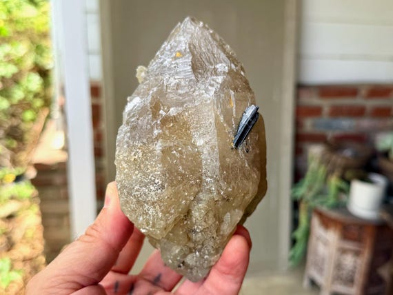 Cathedral Citrine with Green Tourmaline, Double Terminated, 1.1 Kilo, Solar Plexus Chakra, Minas Gerais, Brazil V592