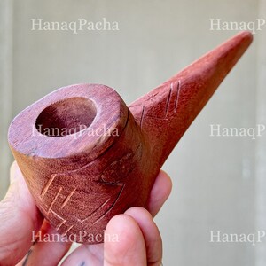 peruvian tobacco mapacho Shipibo Pipe with Jaguar, Hand Carved Wooden Pipe for Shamanic Ceremony, Made in the Amazon Ceremonial Tobacco Mapacho Pipe -
