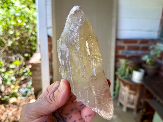 Elestial Citrine, Natural Plate Formation, 542g, Galactic Key (Connection to Source), Aracuai, Minas Gerais, Brazil V409