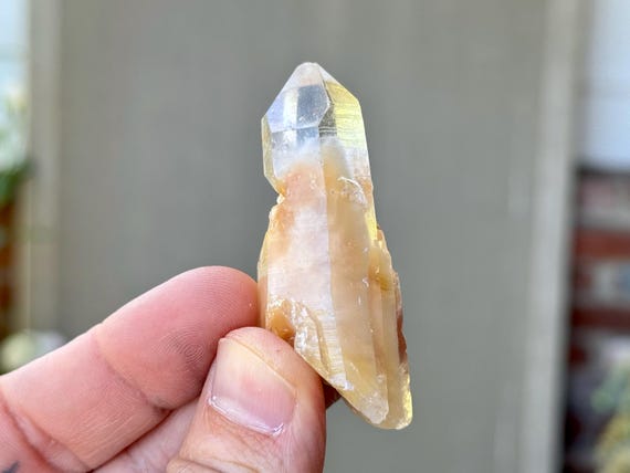 White Phantom Quartz with Peach Amphibole Inclusion, 35g, New Find, Minas Gerais, Brazil S818