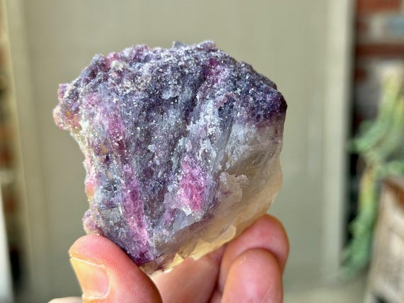 Purple Lepidolite & Pink Tourmaline Quartz, Unicorn Stone, 202g, Heart Healing, Calming Energies, Coronel Murta, Minas Gerais, Brazil V475