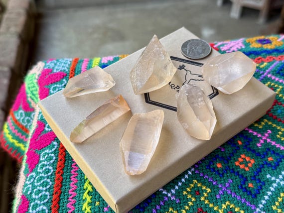 Tangerine Lemurian Quartz Lot, 6 pcs, Serra do Cabral, Minas Gerais, Brazil A536