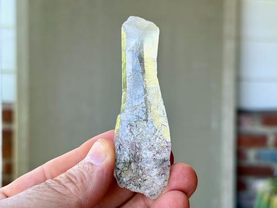 Laser Quartz with Black Tourmaline, Self-Healed Termination, 51g, New Find, Water Clear Quartz, Diamantina, Minas Gerais, Brazil T289