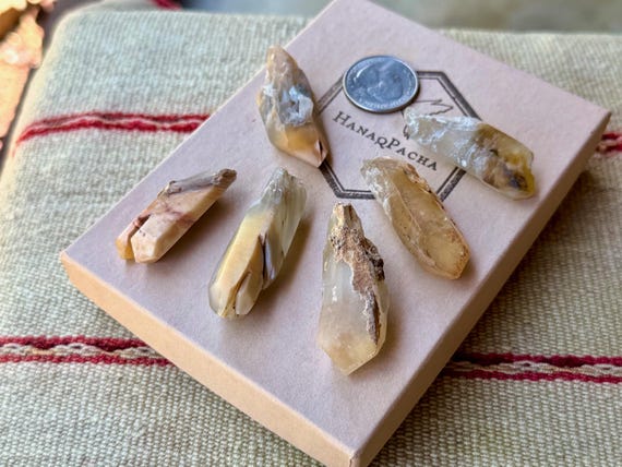 Angel Phantom Quartz Lot with Orange Amphibole, 6 pcs, Old Find, Third Eye & Crown Chakra, Pakistan B113